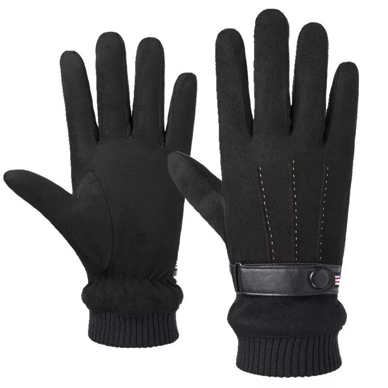 

Замшевые перчатки мужские осенне-зимние ветрозащитные и теплые флисовые утолщенные с сенсорным экраном one size fits all