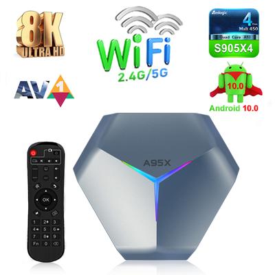 A95X F4 Smart TV Box Android 10.0 8K Prehrávač médií 4K 3D 2,4G/5G WiFi Amlogic S905X4 Štvorjadrový ARM
