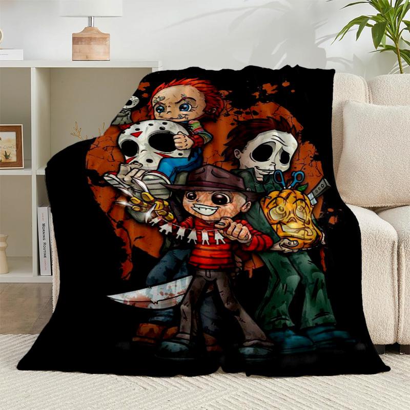 1PC Horror Movie Characters Flannel Blanket Gift, Suitable for Both Men And Women, Soft Ideal for Beds And Sofa, Birthday Or Christmas Gift