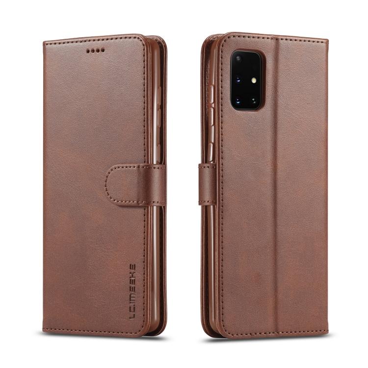 

LC.IMEEKE Calf Texture Horizontal Flip Leather Case, with Holder & Card Slots & Wallet & Photo Frame For Galaxy A41 кофейный