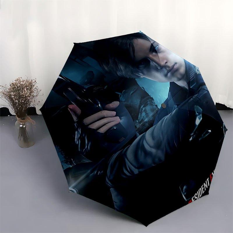 1pc Resident Evil Automatic Opening/Closing Umbrella with Convenient Three-Fold Design, 8 Iron Ribs - for Outdoor Daily Use, Travel A14