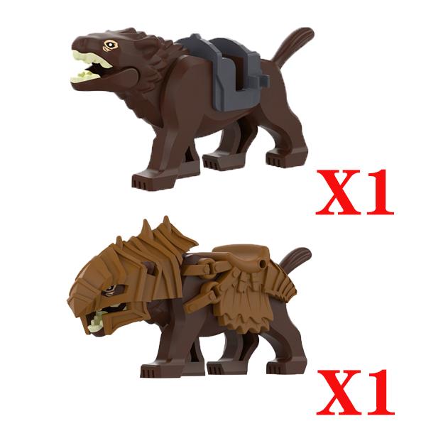 MOC Medieval Wolf Building Blocks Castle Army Knight Soldiers Figures Mount Animal Bricks Toys Gift DF004