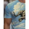Men's 3D Elephant Print T-shirt Short Sleeved T-shirt Breathable Polyester Round Neck Casual Streetwear Top