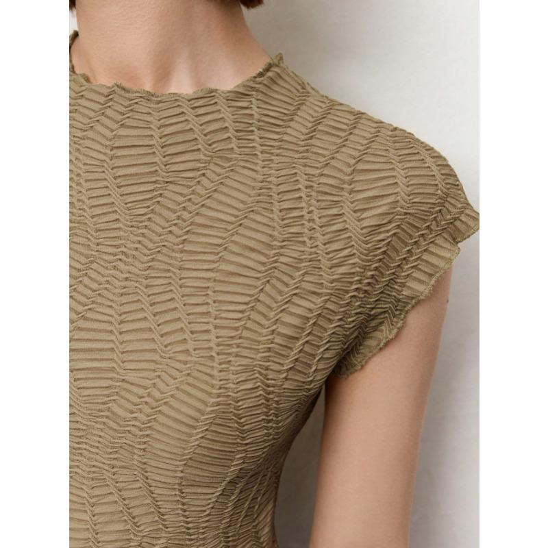 Summer Knitted Jacquard Short Sleeve Top Slim Short Women's T-shirts