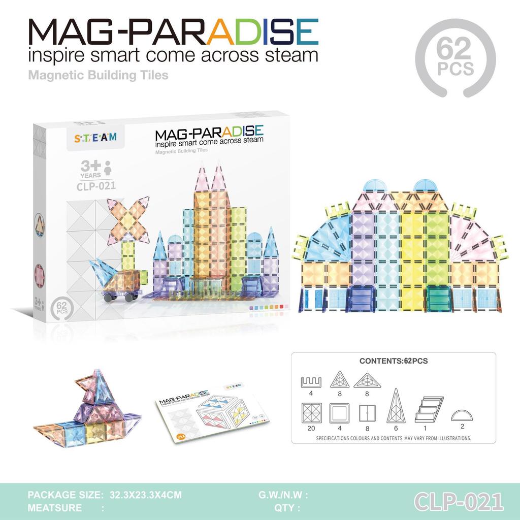 Stained Glass Magnetic Building Blocks Set - 100-Piece Educational Toy for Kids