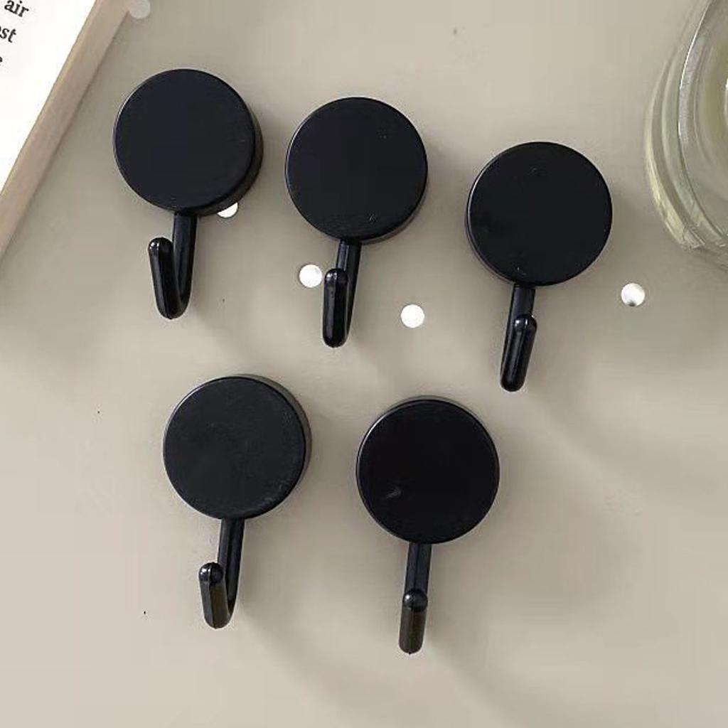 5 stk Veggkroker Runde Stødige Pålitelige Allsidige Stilige Selvklebende Kroker Hengere for Kjøkken Soverom