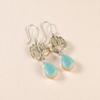 Aqua Chalcedony Gemstone 925 Sterling Silver Jewelry Handcrafted Earrings 2.20" EE-44-17