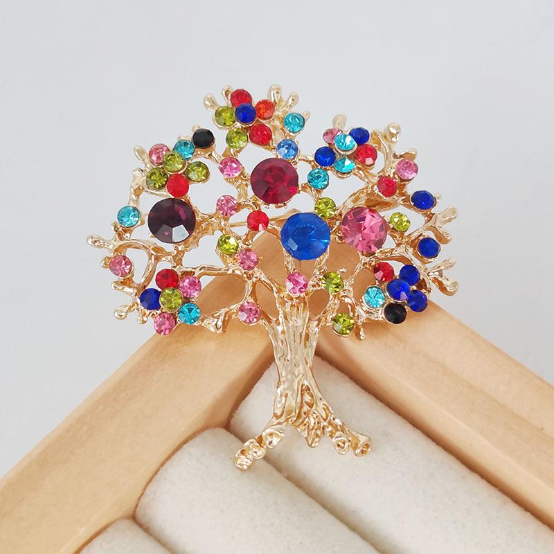 Skinnende Rhinestone Money Tree Brosjer for kvinner Plant Pins Office Casual Accessories Gaver