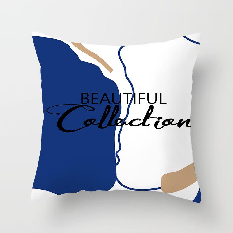 New Ins Nordic-style Pillowcase Geometric Abstract Art Figure Blue Pillow Cushion Cover