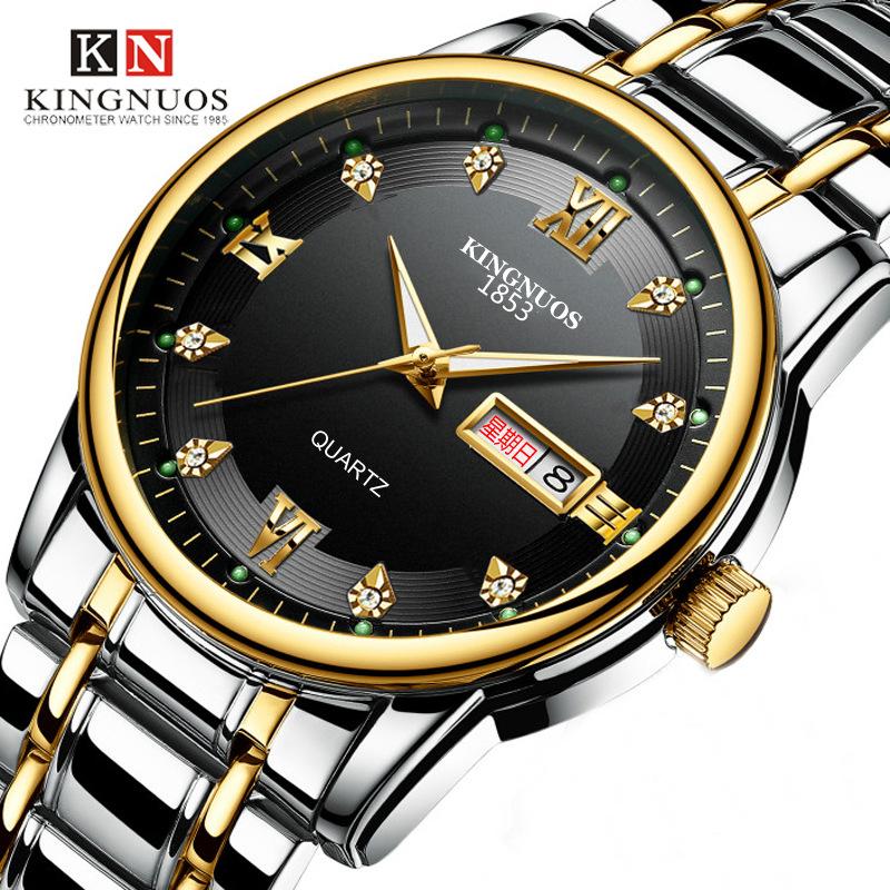 Top Brand Men s Watch Waterproof Steel Band Watch Double Calendar Quartz Watch Fashion Luxury Watch