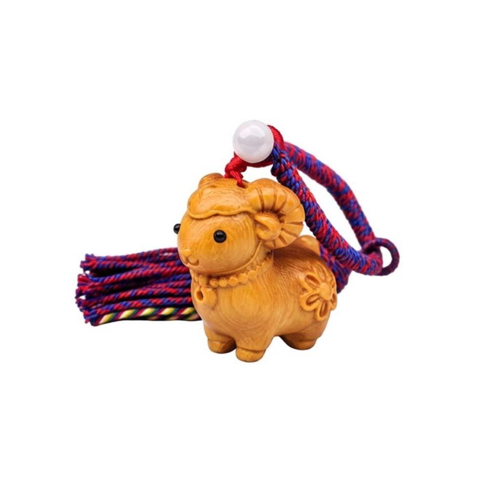 Alpaca Sheep Lamb Wooden Lamb Keyring Multi-Color Tassel Alpaca Bag Charm Unisex