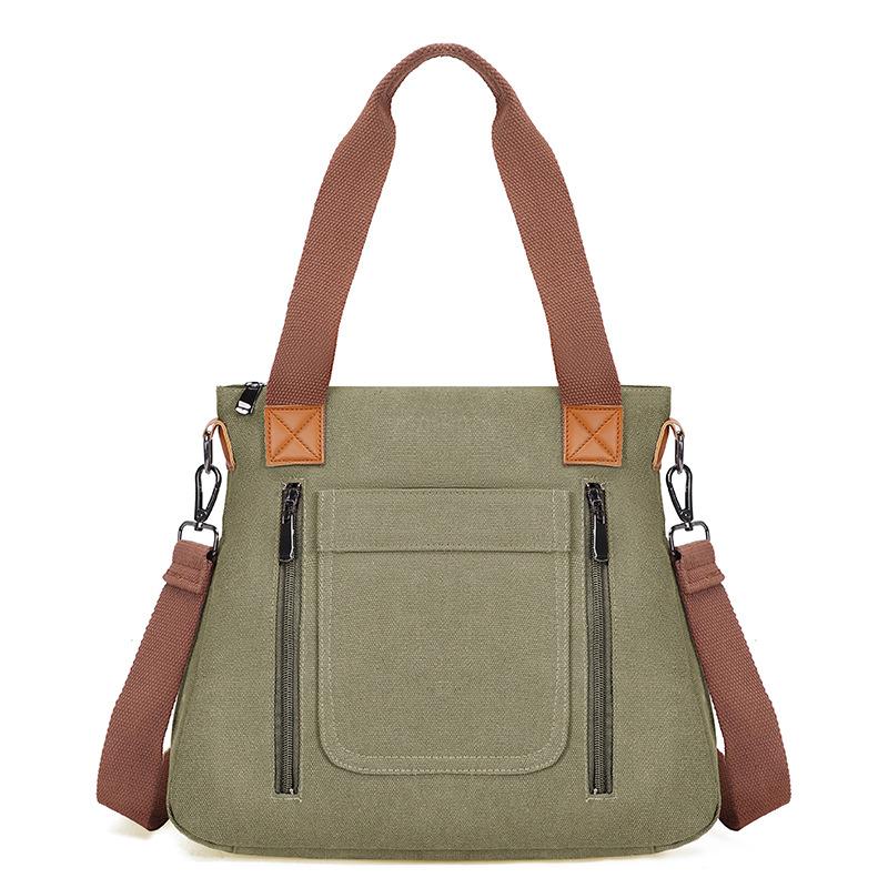 

Жіноча сумка сірого кольору з полотна з численними кишенями, у повсякденному та діловому стилі, сумка кросбоді на блискавці, сумка великої місткості