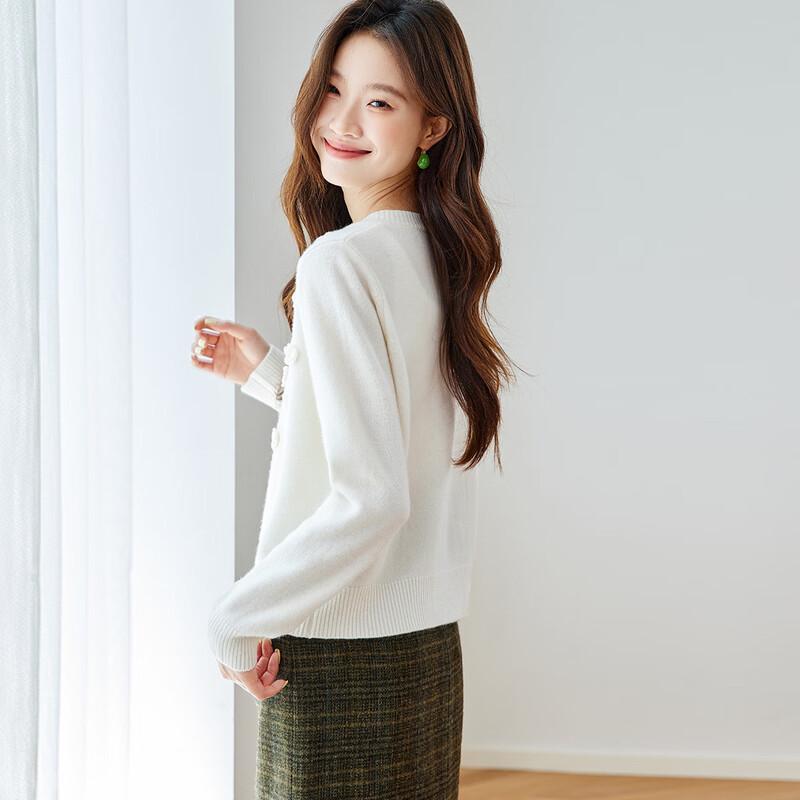 Srcr Women's Hand-Embroidered Pure Wool Cardigan