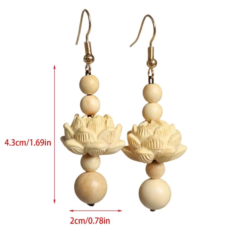 Elegant Wood And Alloy Florals Earrings Handmade Dangling Earrings For Daily Wear Or Special Occasions