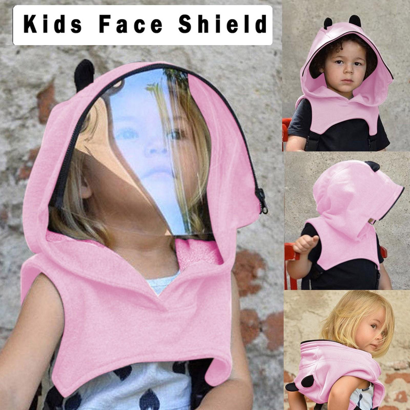 

Full Protective Face Wear Clear Hooded Hat Child Reusable Removable розовый