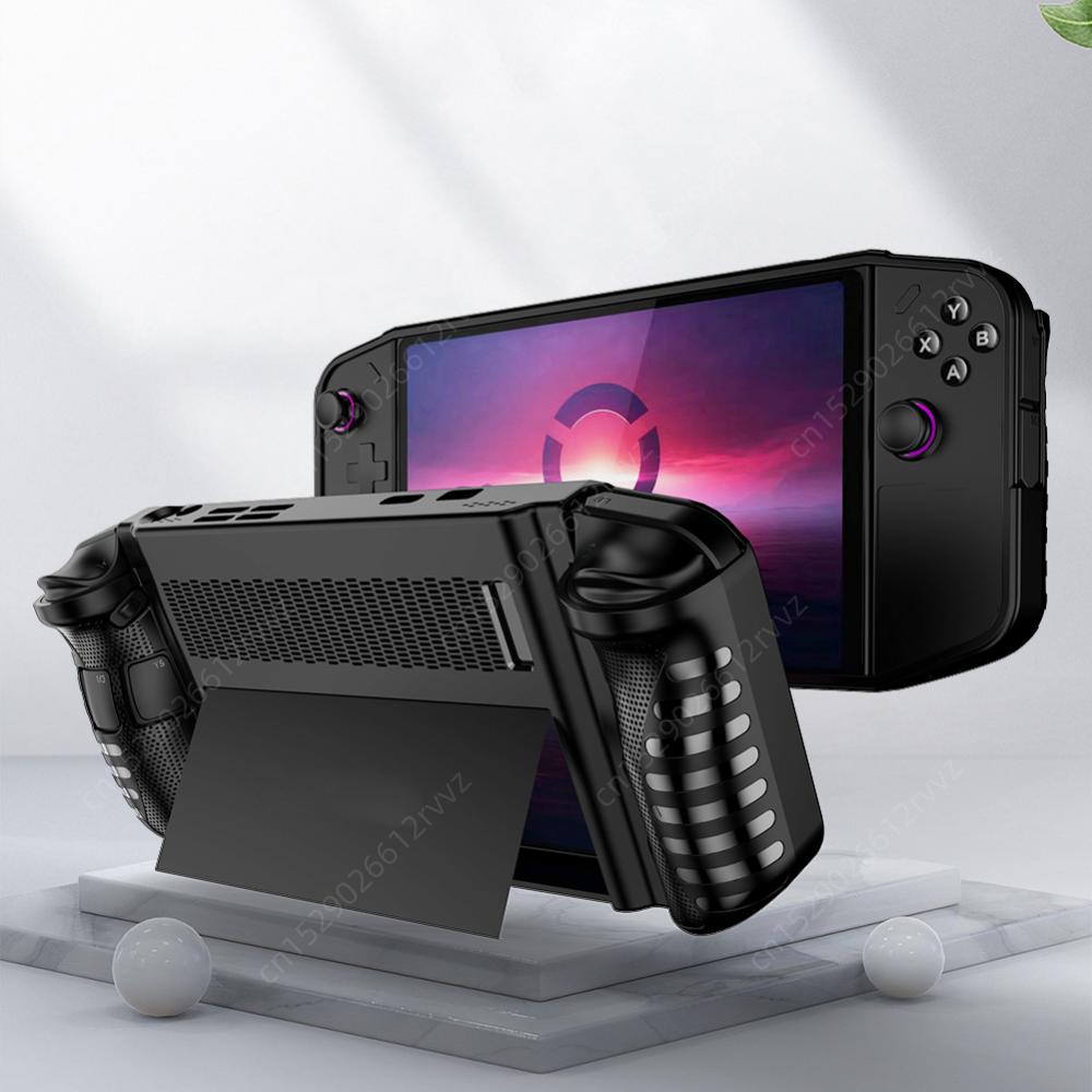 For Lenovo Legion GO TPU Protective Case Handheld Game Console Protective Cover Shockproof with Kickstand 2pcs Temperd Glass