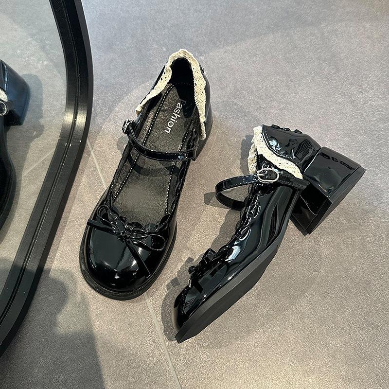 French Bow Jk Mary Jane Shoes Women's 2025 New Summer Versatile Small Height Increase Light Mouth High Heel Single Shoes