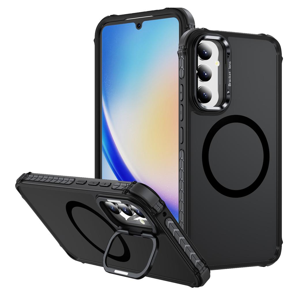 For Samsung Galaxy A05s 4G Case with Lens Kickstand Matte Phone Back Cover Compatible with MagSafe