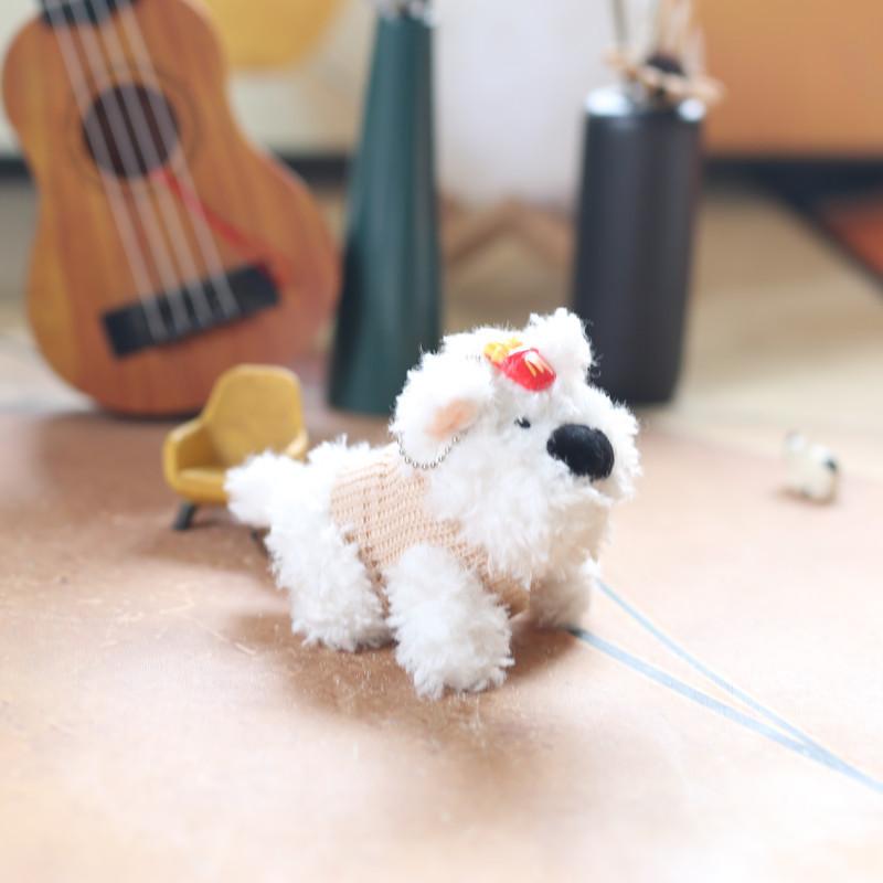 Adorable Dog Plush Doll With Short Faux Fur For Bag Hanging And Collection