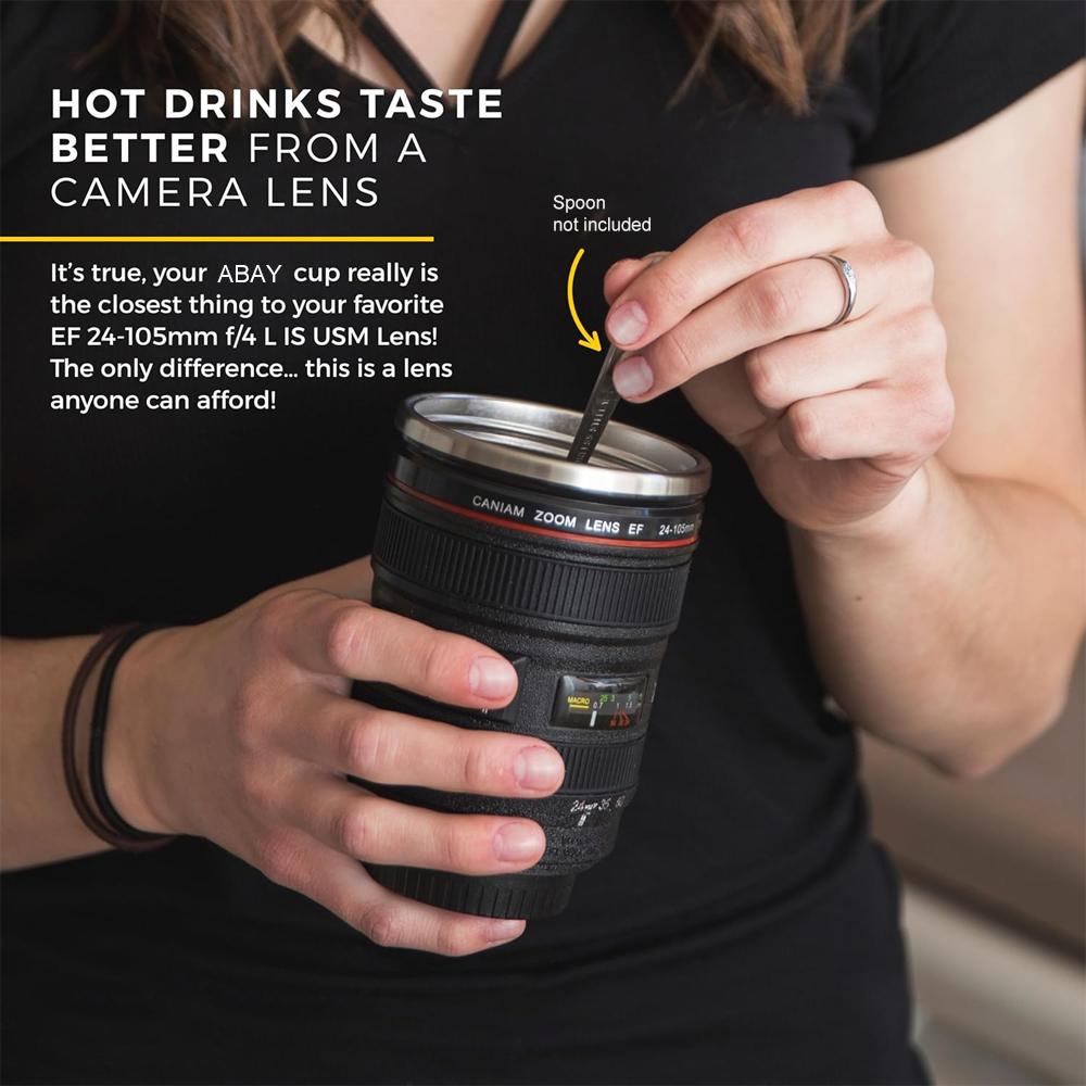 Coffee Mug Camera Len Coffee Cup Thermos Thermal Water Bottle Stainless Steel Tumbler Cup With Lid Vacuum Flask Travle Drinkware