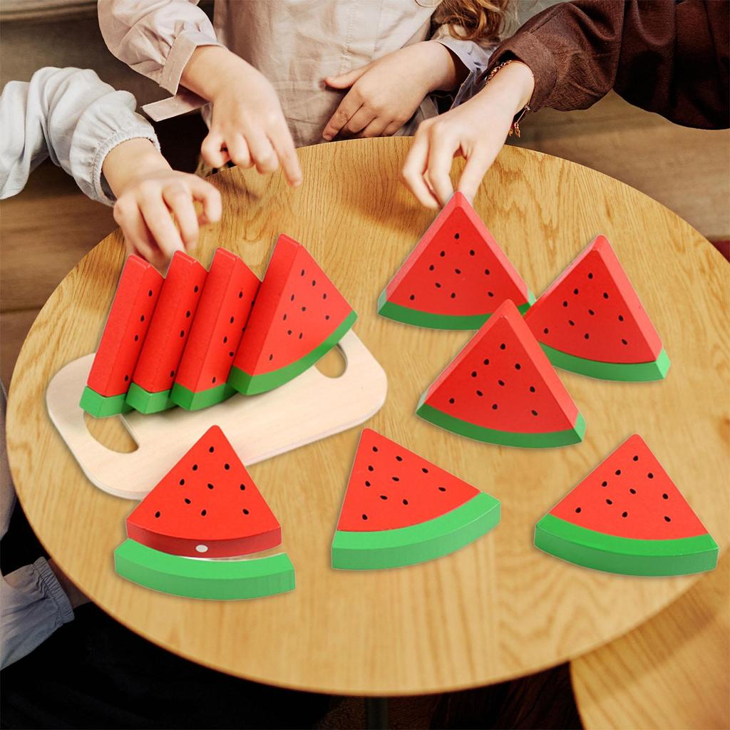 Holz Wassermelonen Scheiben Spielset für Kinder - Heimküche Partydeko Rollenspiel Lernspielzeug für Jungen & Mädchen Sommergeschenk