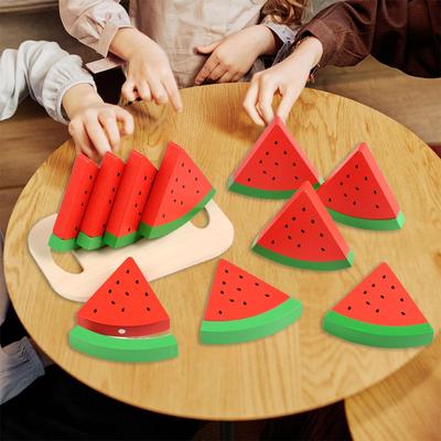 Wooden Watermelon Slices Playset for Kids - Home Kitchen Party Decor Pretend Play Educational Toy for Boys & Girls Summer Gift