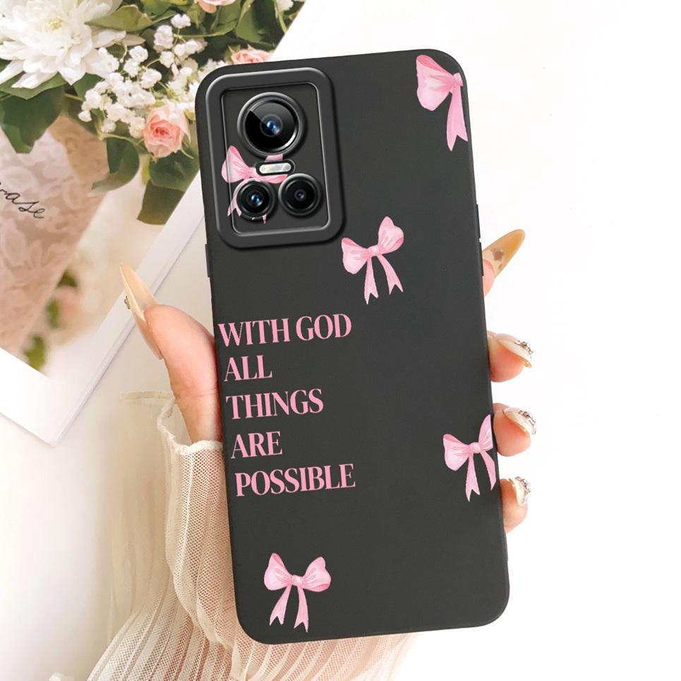 For Realme GT Neo3 Neo5 130W 250W Realme GT3 Phone Case Bow Pattern Flower Butterfly Girly Back Cover Silicone Soft Casing