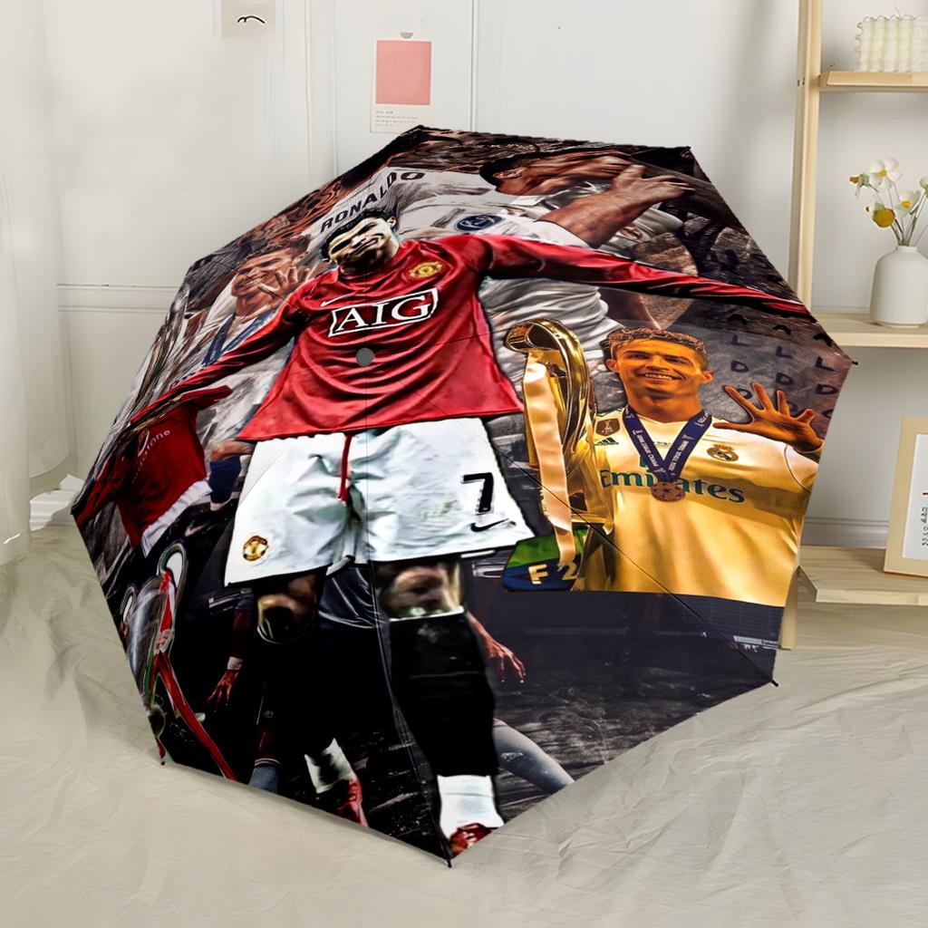 Ronaldo's Manchester Legacy Automatic Umbrella Retractable Design with 8-Rib Durability Lightweight Perfect for Outdoor Adventures