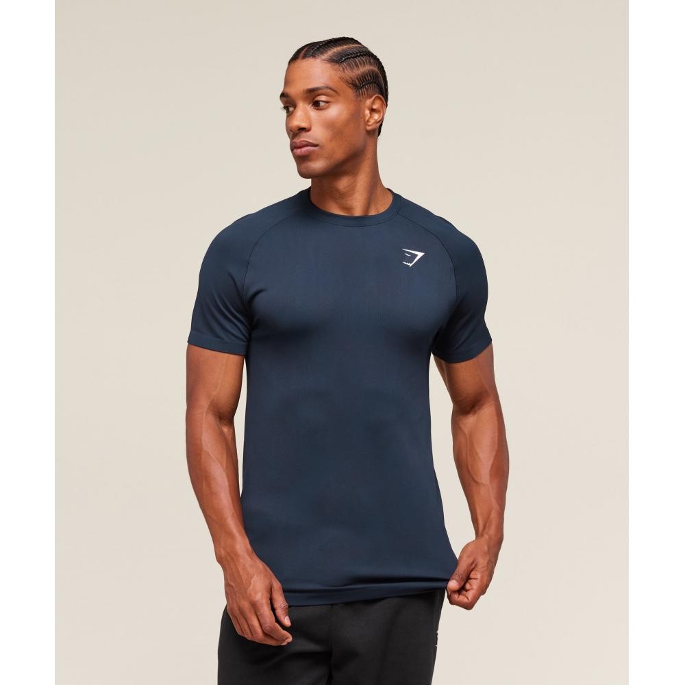 Gymshark Geo Seamless T shirT Navy Heavy Blue A5a2d Udc9