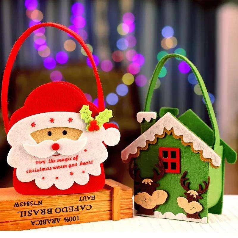 Creative Christmas Felt Totes Bags Children's Candy Bag Christmas Snowman Non-Woven Tote Handbag Christmas Decorations
