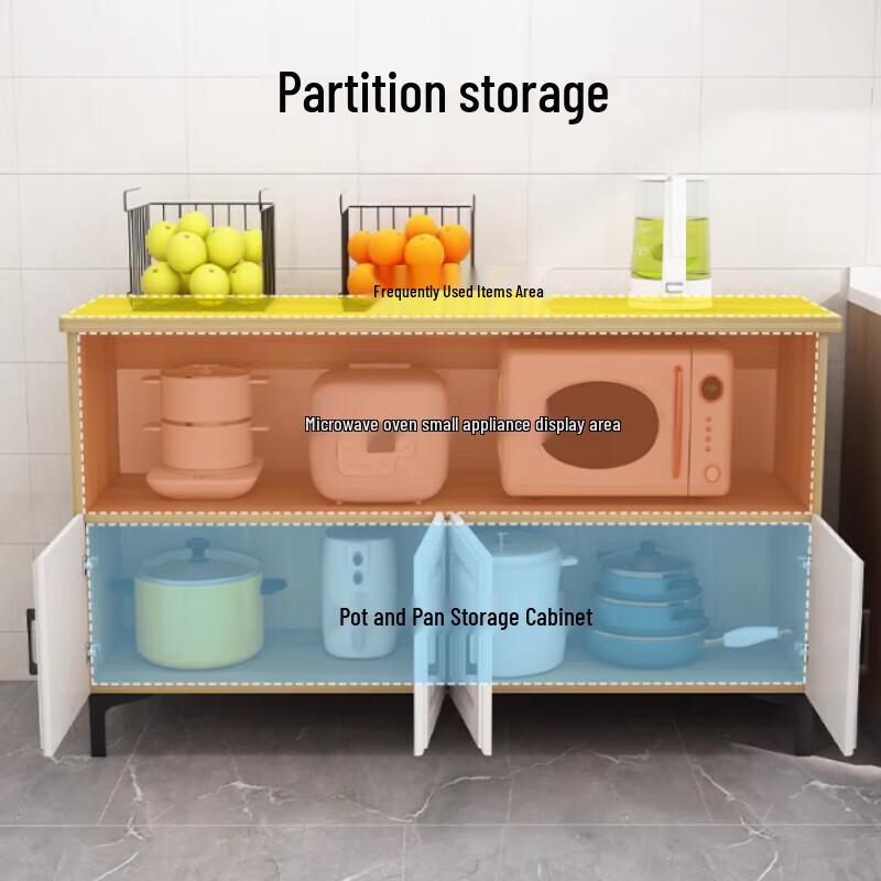 Modern Steel-Wood Kitchen Storage Cabinet & Prep Table