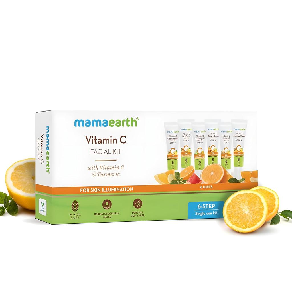 Mamaearth Vitamin C Facial Kit For Glowing Skin, 60g Pack Of 1, Brightens, Revives Glow, Smooth Texture, All Skin Types