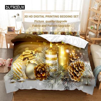 Set Letto Natalizio Copripiumino Poliestere Copripiumino Federa 3D Queen King Matrimoniale Completo Singolo 3 Pezzi 2 Pezzi Camera da Letto