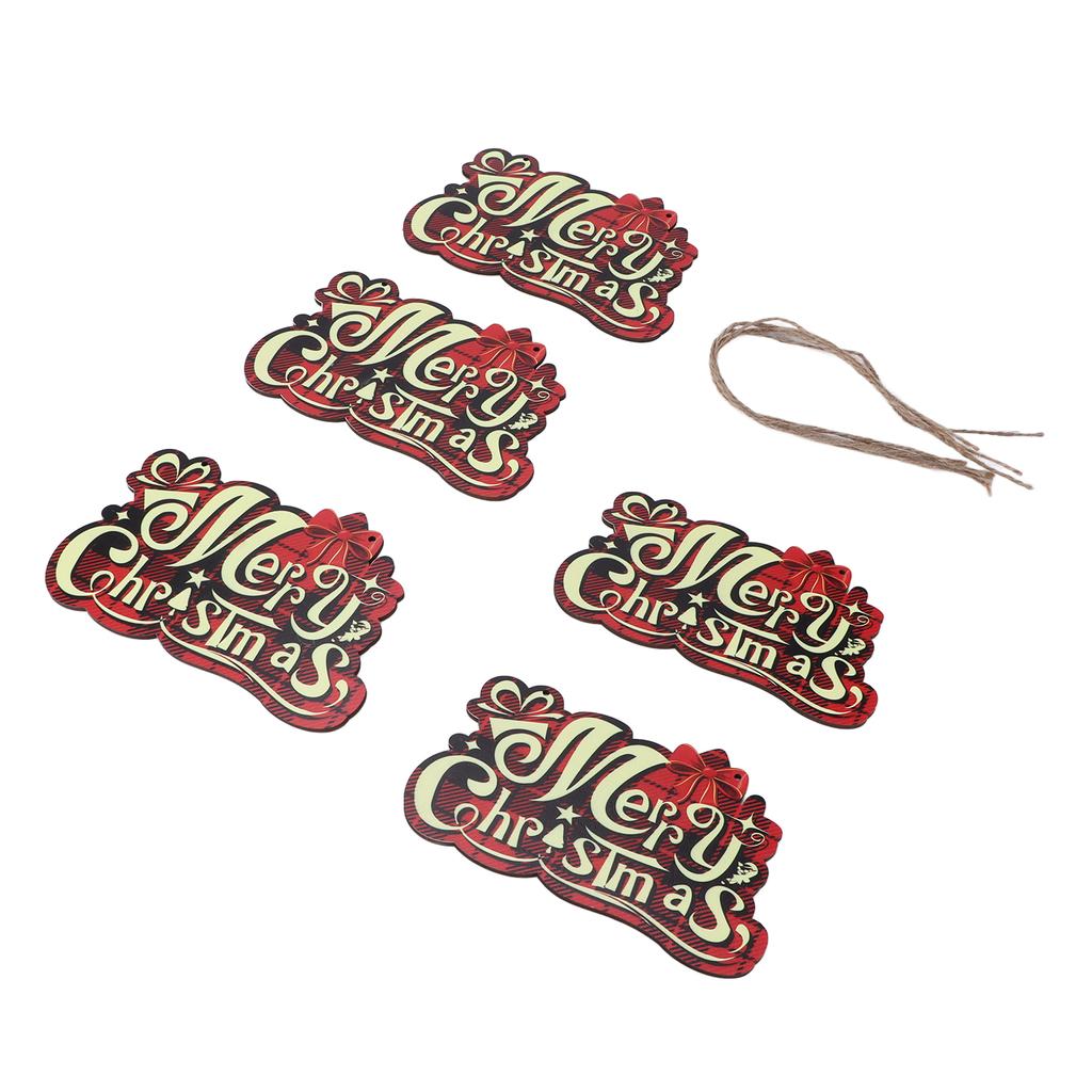 5pcs Christmas Ornaments Wooden Holiday Reusable Decorative Signs for Tree Door Window