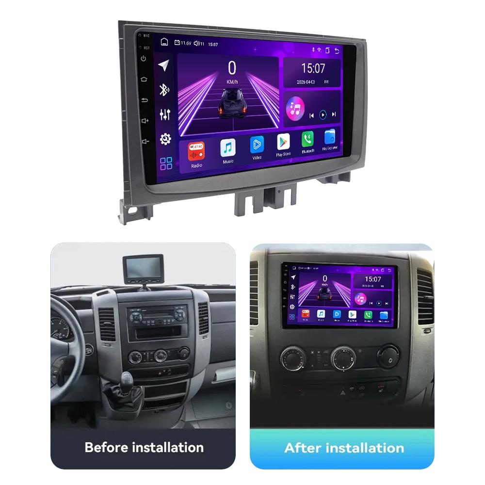 Autoradio Android Car-Play Pour Mercedes Benz Sprinter Volkswagen Crafter 2006-2016 Lecteur Multimédia Unité Principale Stéréo Navigation GPS, 8 CŒURS , 2+32 Go