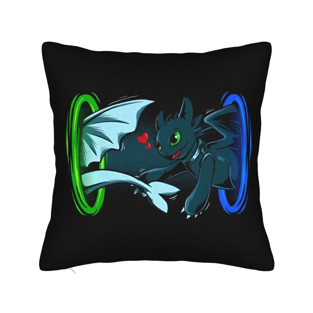 HTTYD Ohnezahn Quadratische Kissenhülle Kissenbezüge Fantastisch Polyester Dekor Sofakissenhülle für Wohnzimmer 40x40cm