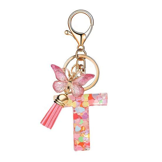 Heart Keyring Keychain Pendant Epoxy Resin Pink 10.7 Cm/4.21 In 1 Pc