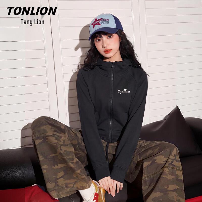 TonLion Women s Hooded Zip-Up Sweatshirt L