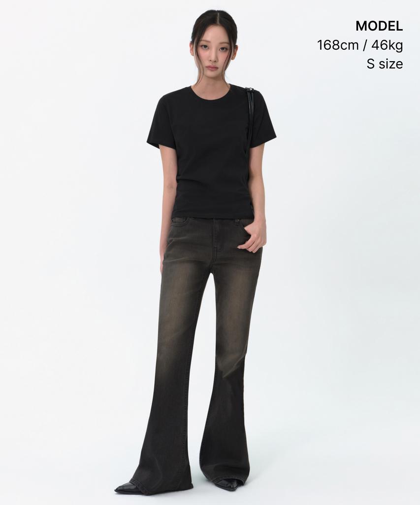MUSINSA STANDARD WOMAN Women'S Plain Crew Neck T-Shirt [Black]