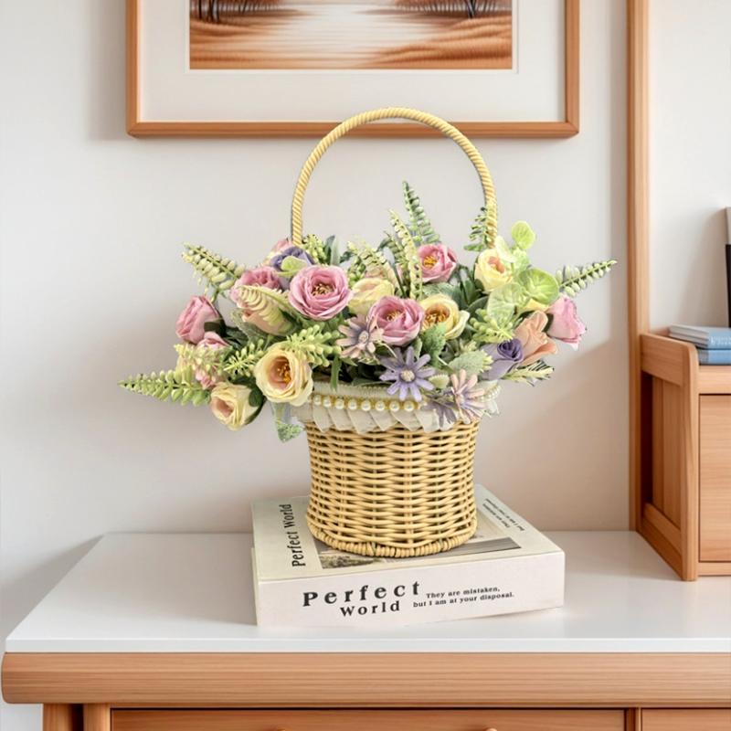 1Pc Weaving Simplicity Hat Basket Countryside Handheld Modern Photography Props Manual Flower Basket