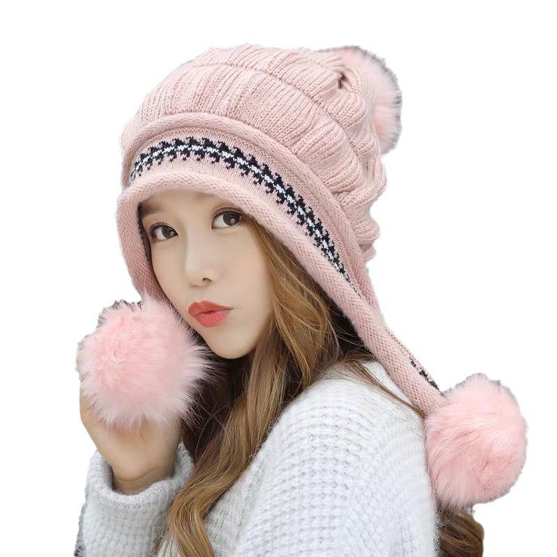 Hat Winter Easiest for Match Trendy Heattech Ear Protection Knitting Hat Fashionfall and Winterfleece-linedthickenedwinter Hat