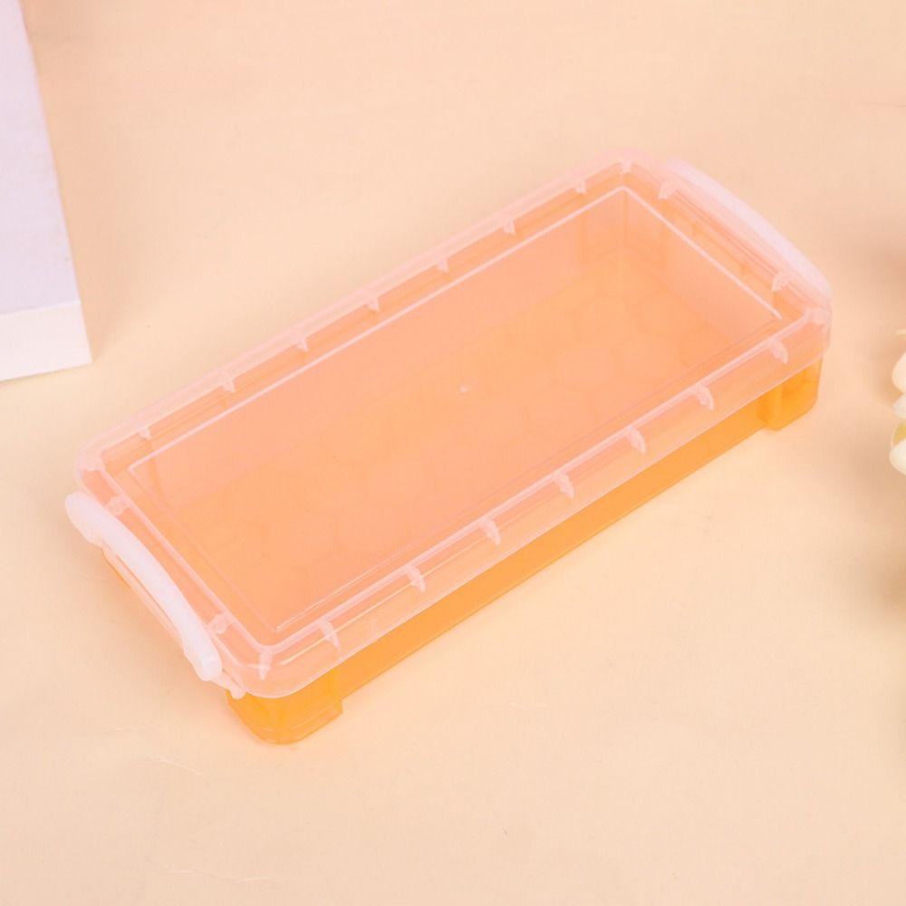 

Прозрачный пенал, экономящий место, большой вместимости, коробка для хранения карандашей для рисования, школа оранжевый