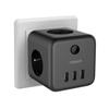 Tessan Black Powercube USB Wall Socket Adapter with 3 AC Outlets & 3 USB Ports, Multiple European Plug Power Strip Cube for Home