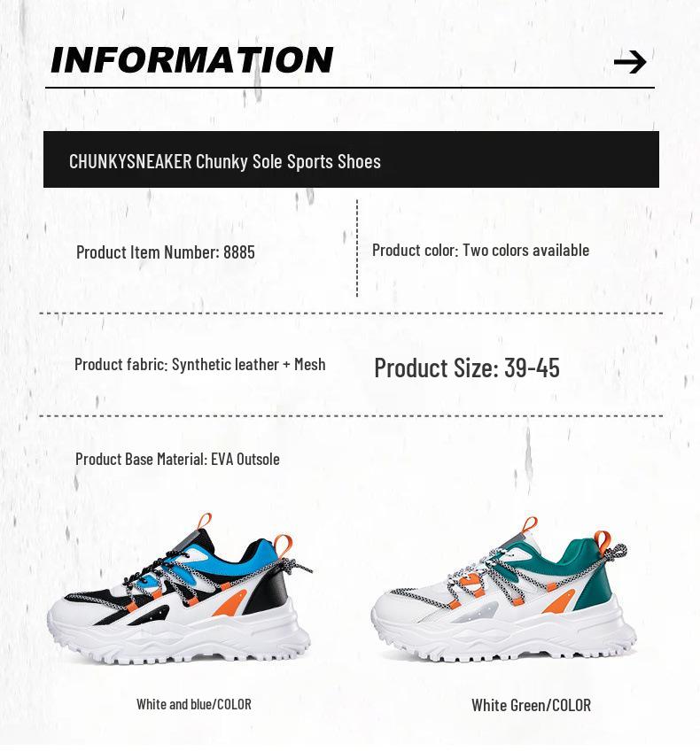 Men's Trendy Thick-Soled Casual Sports Shoes - Breathable, Low-Top, All-Season, Large Size