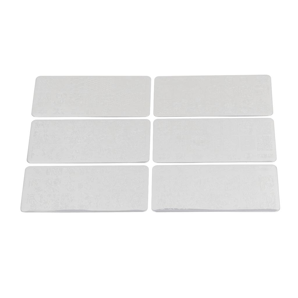6pcs Nail Art Stamping Plates Kit Stainless Steel Plates Fingernails Template Stencil Stamps
