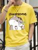 Fette Katze Spricht Toller Druck T-Shirts Damen Sommer Baumwolle Kurzarm T-Shirt Locker O-Ausschnitt Weiche Oberteile Basic Damenkleidung