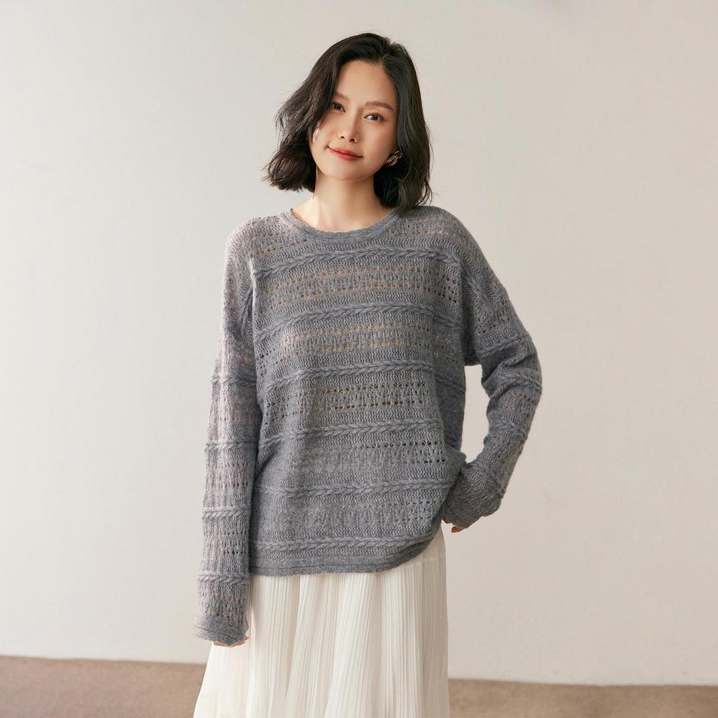 Women's Cashmere Round Neck Pullover Sweater - Fashionable and Warm for Autumn and Winter