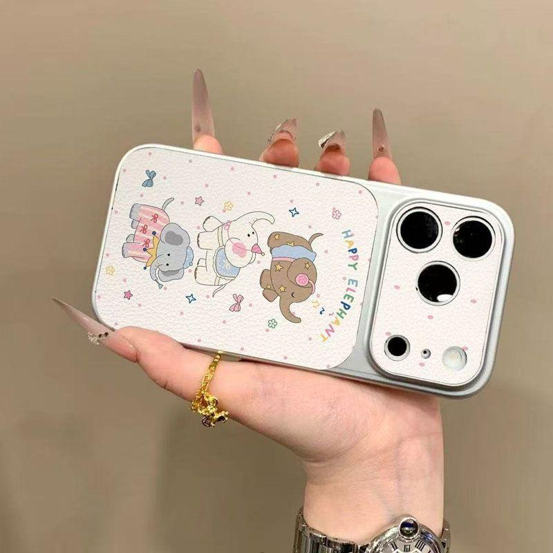 Cartoon Elephant Full Coverage Phone Case for Apple 17 Pro Max – 16 Silver Frame, 15 Corning Shell, 12 Personality.