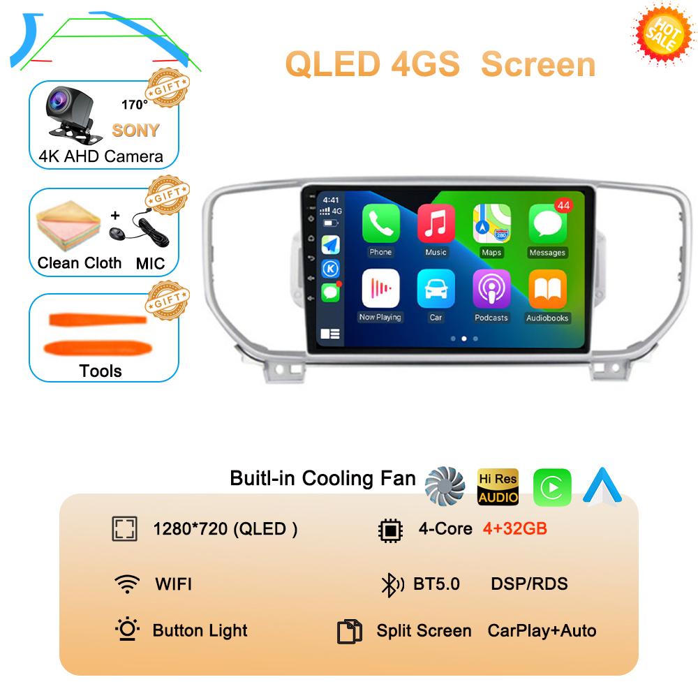 Radio Auto Android 14 Pentru KIA Sportage 4 KX5 2016 2017 2018 Wireless Carplay QLED Player Multimedia Video 4G Navigație MP5 DVD