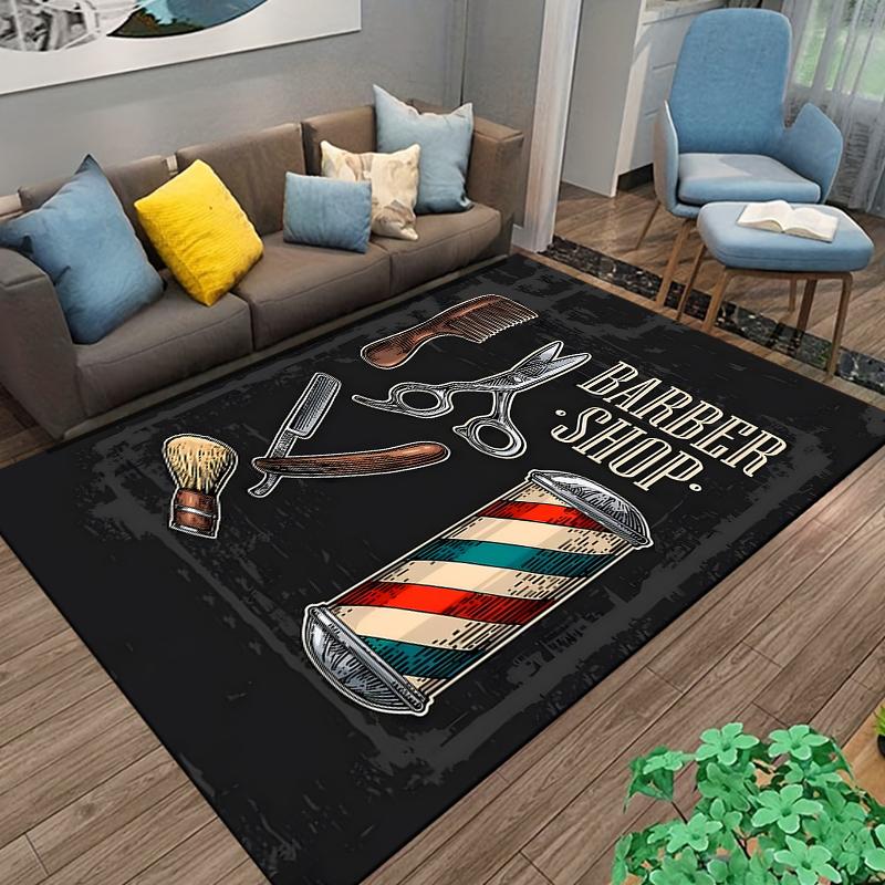Segnaletica retrò per barbieria Tappeto Area Tappeto Grande per Soggiorno Camera da Letto Cucina Bagno Comodino Gioco Antiscivolo telecamere
